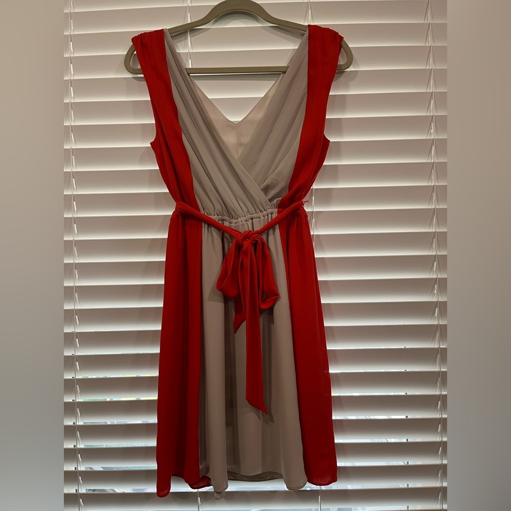 Express Orange/taupe dress